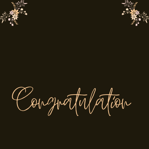 Congratulation, dark background and flowers.