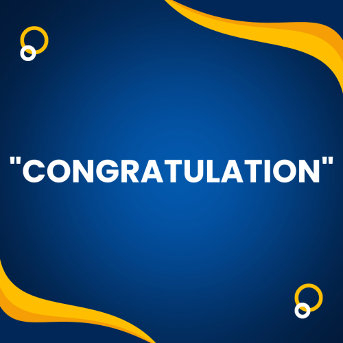 Congratulations, blue background.