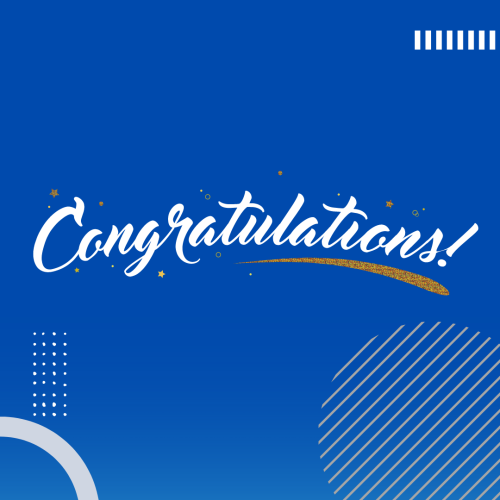 Congratulation, blue background business theme design.