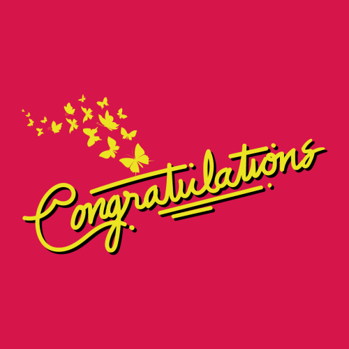 Congratulations, pink background.