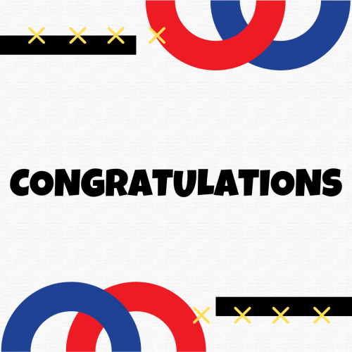 Colorful circles and lines on a wish card, Congratulations.