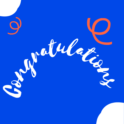 White and blue theme design, Congratulations.