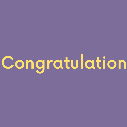 Congratulation, on purple background.
