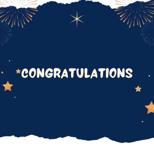 Blue and white color wish card, Congratulations.