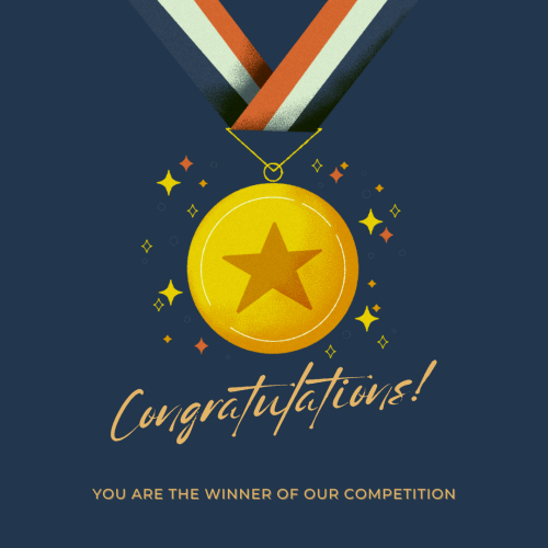 A Medal on a canvas, Congratulation to a winner