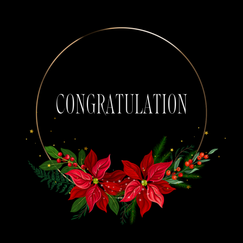 Black background and red flower, Congratulation.