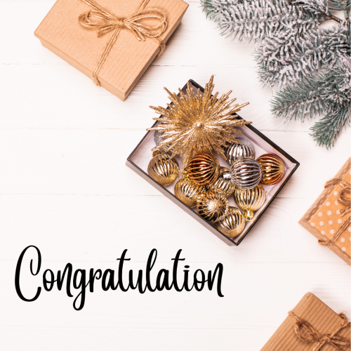 Gift boxes and balls, Congratulation.