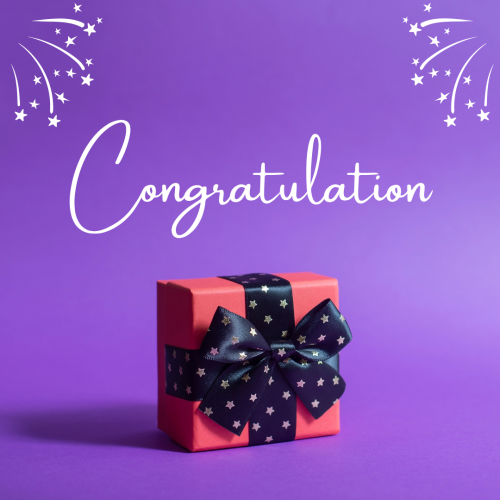 Gifts on a purple background, Congratulation.