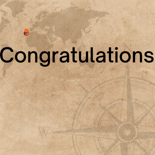 Campus on a light brown background, Congratulations.