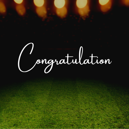 Congratulation, on a grass.
