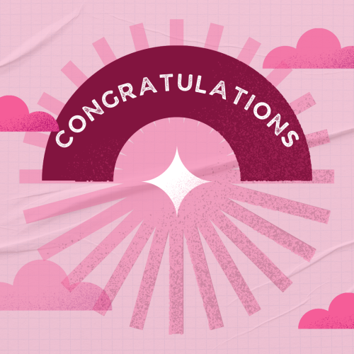 Congratulations, pink theme design.