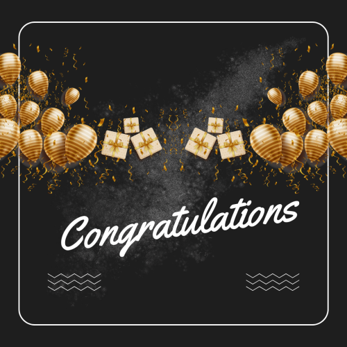 Golden balloons and gifts, Congratulations.