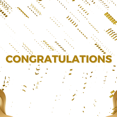 Yellow particles on a white background, Congratulations.