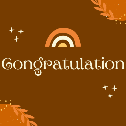 Congratulation, brown background and a beautiful design on it.