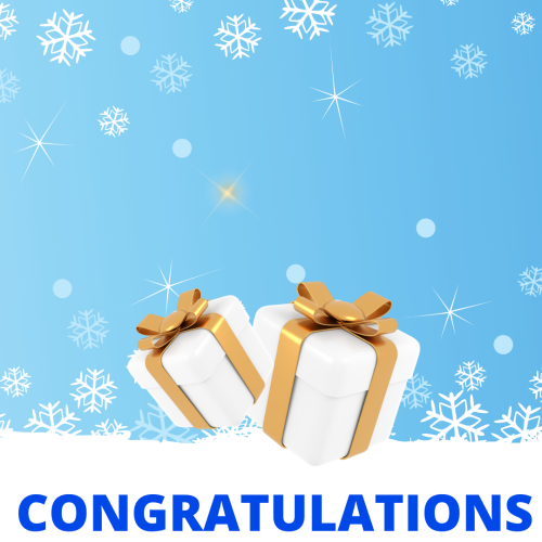 Blue background white gifts, Congratulations.