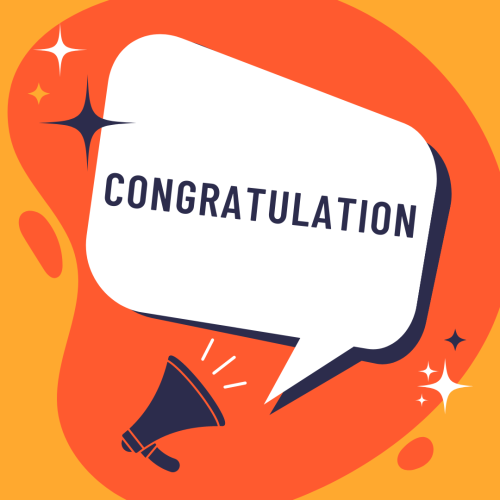 Congratulation horn icon message icon dark and light orange color background.