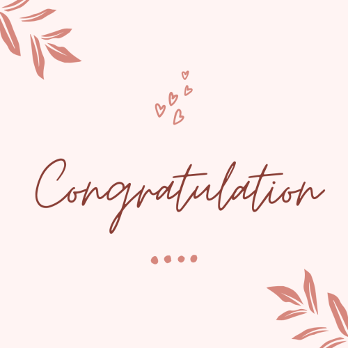 Congratulations, leaves on a pink background.