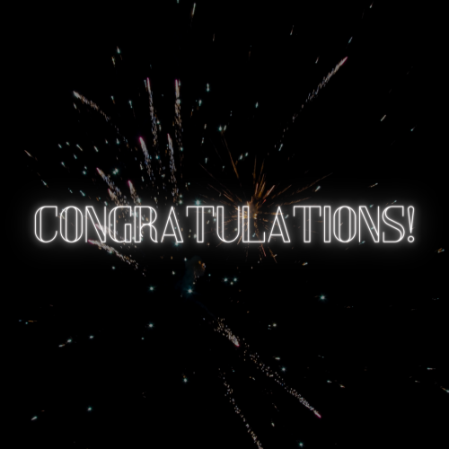 Congratulation, black background.