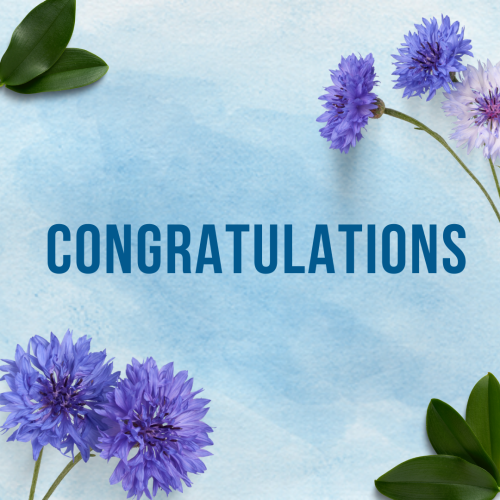 Purple flowers and leaves, Congratulations.