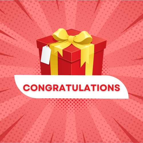 Congratulations, gifts in the center.