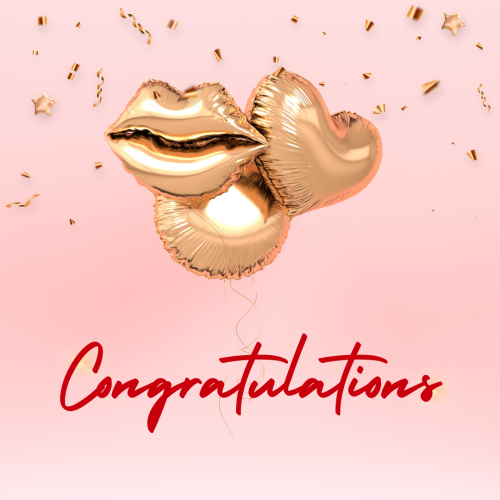 Heart and lip shape balloons, Congratulations.