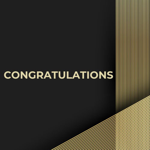 Gold lines on black background, Congratulations.