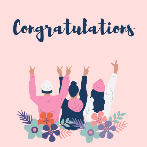 Three girls enjoying party, Congratulations.