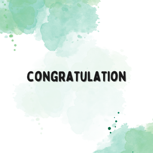 Light green on background, Congratulation.