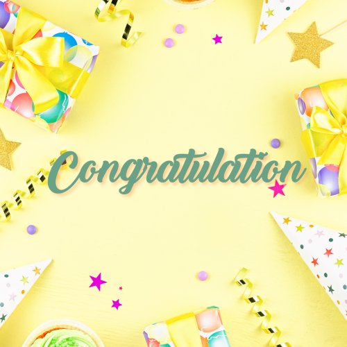 Congratulation, beautiful wish card.