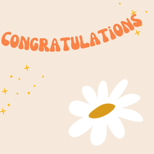White flower on a wish card, Congratulations.