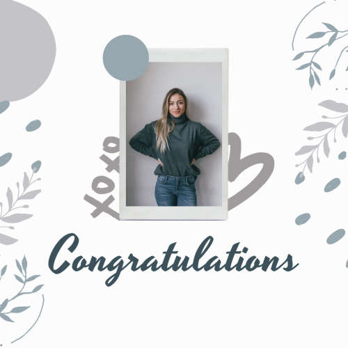 A beautiful girl standing, Congratulation.