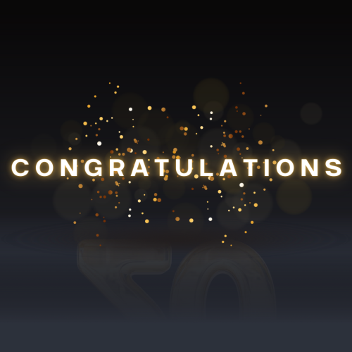 Congratulations, on shiny black background.