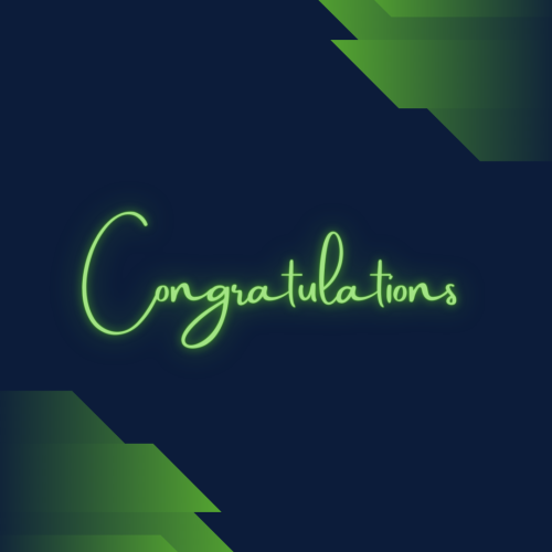Green and blue wish card design, Congratulations.