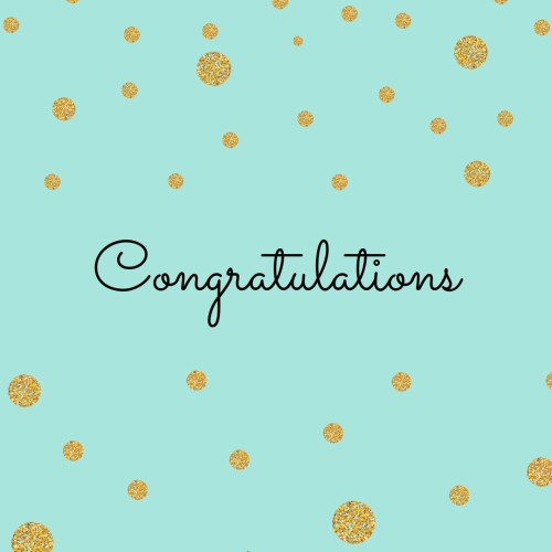 Congratulations, golden particles on a blue background.