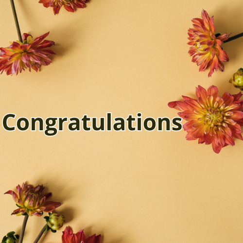 Flowers on a peach color background, Congratulations.