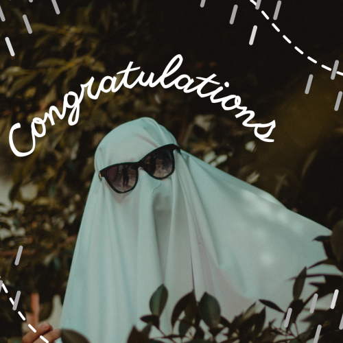 Man wearing a white suit and wearing glasses, Congratulations.