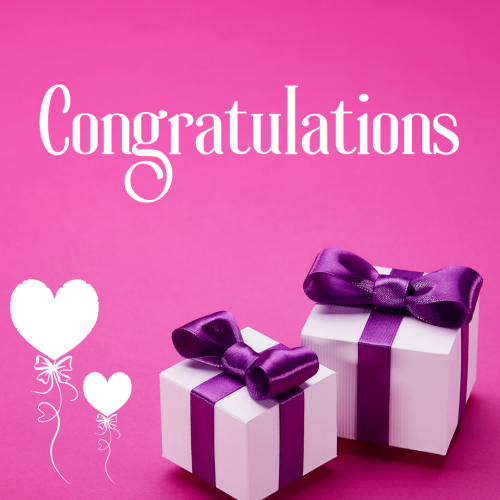 Congratulation, gifts on a pink background.
