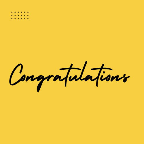 Congratulations, simple yellow background.