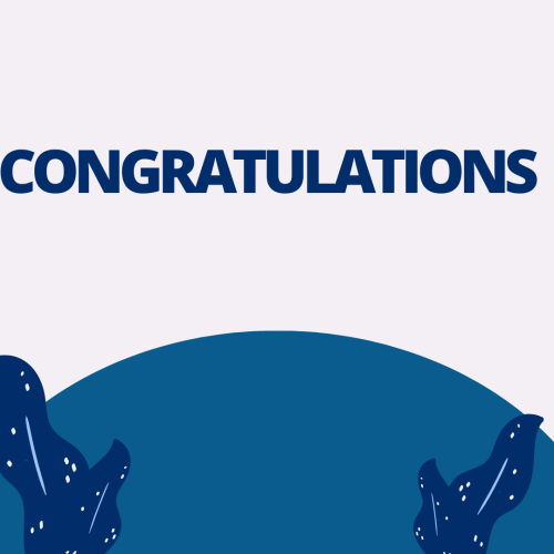 Congratulations, white and blue color design.