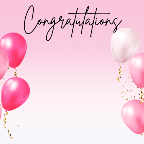 Pink balloons on pink background, Congratulations.