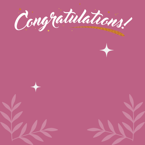 Congratulations, pink color wish card.