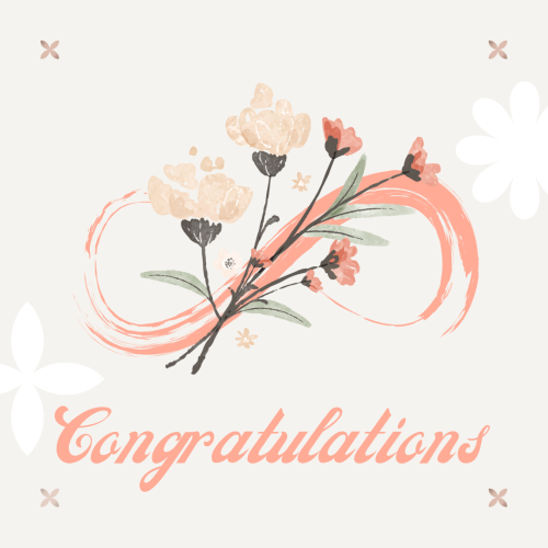 Flower painting on a wish card, Congratulations.