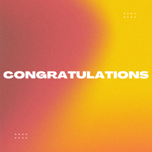 Yellow and pink color wish card, Congratulations.