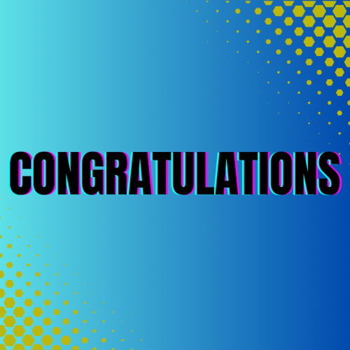 Blue background and golden particles on it, Congratulations.