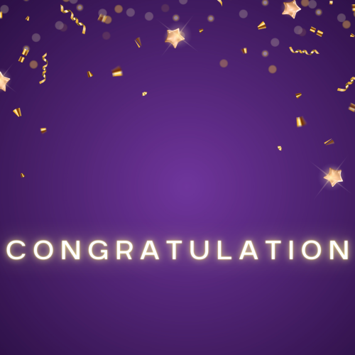 Particles dropping from the top, Congratulation.