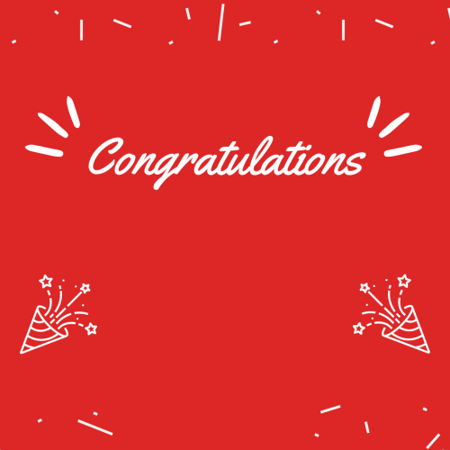 Congratulations with read background and confetti 