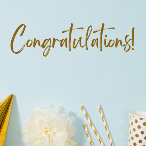 Congratulations, birthday items on the bottom.