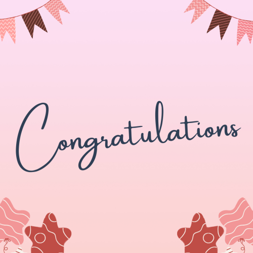 Congratulations, stars and different items on wish card.