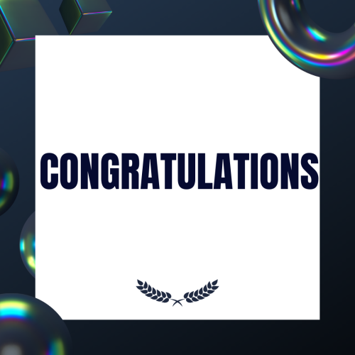 Neon items on a wish card, Congratulations.