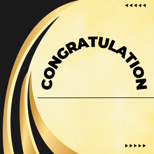 Black and golden different pattern wish card design, Congratulations.